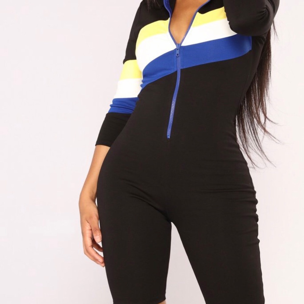 Turbo Charged Colorblock Romper - Black